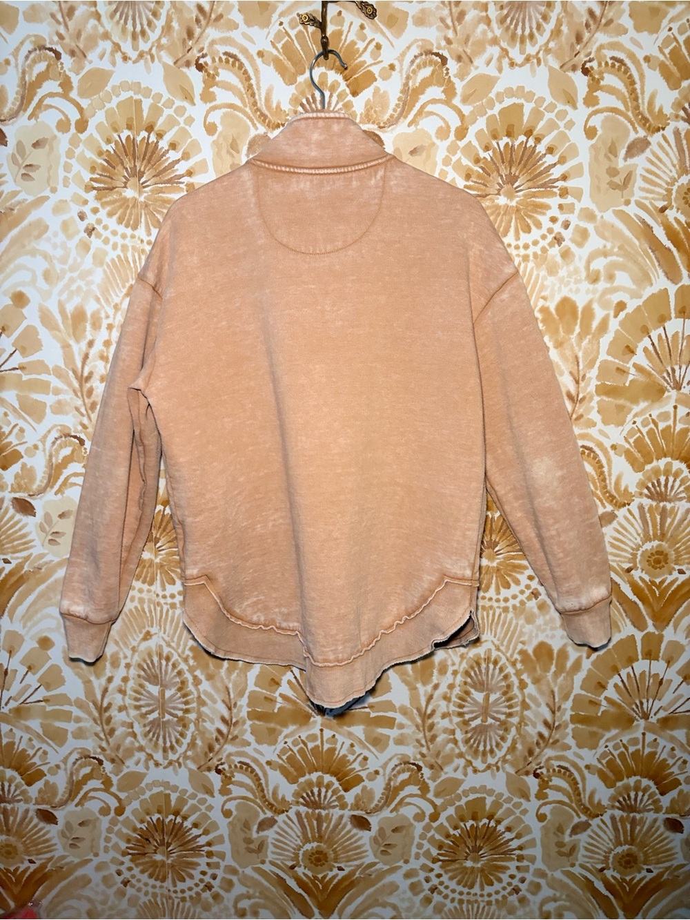 August Bleu Peach Mineral Wash Quarter Zip High Low Sweatshirt Boho - Picture 4 of 15